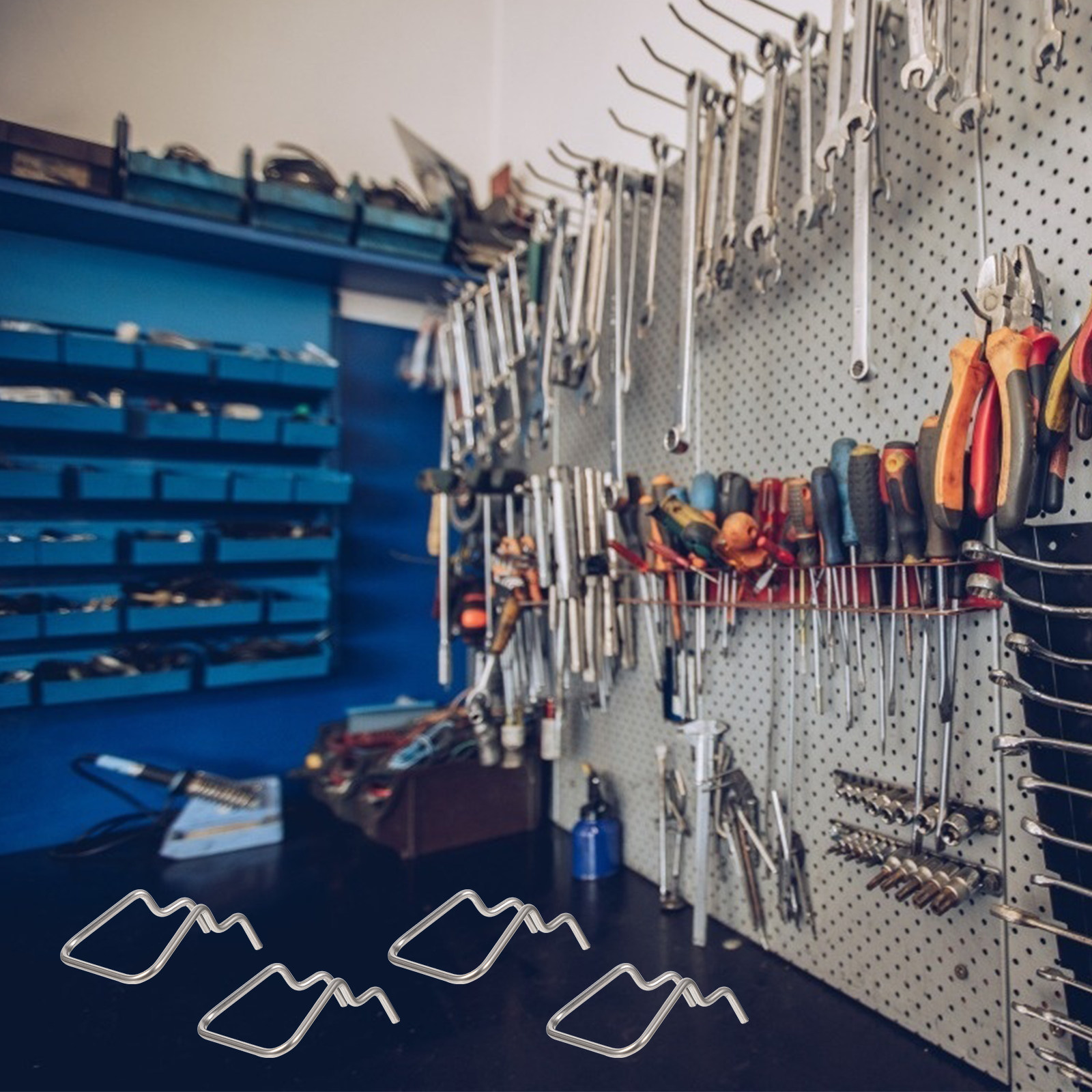 Workshop Tools Display - Steel Pegboard Hooks 12Pcs Slip Resistant