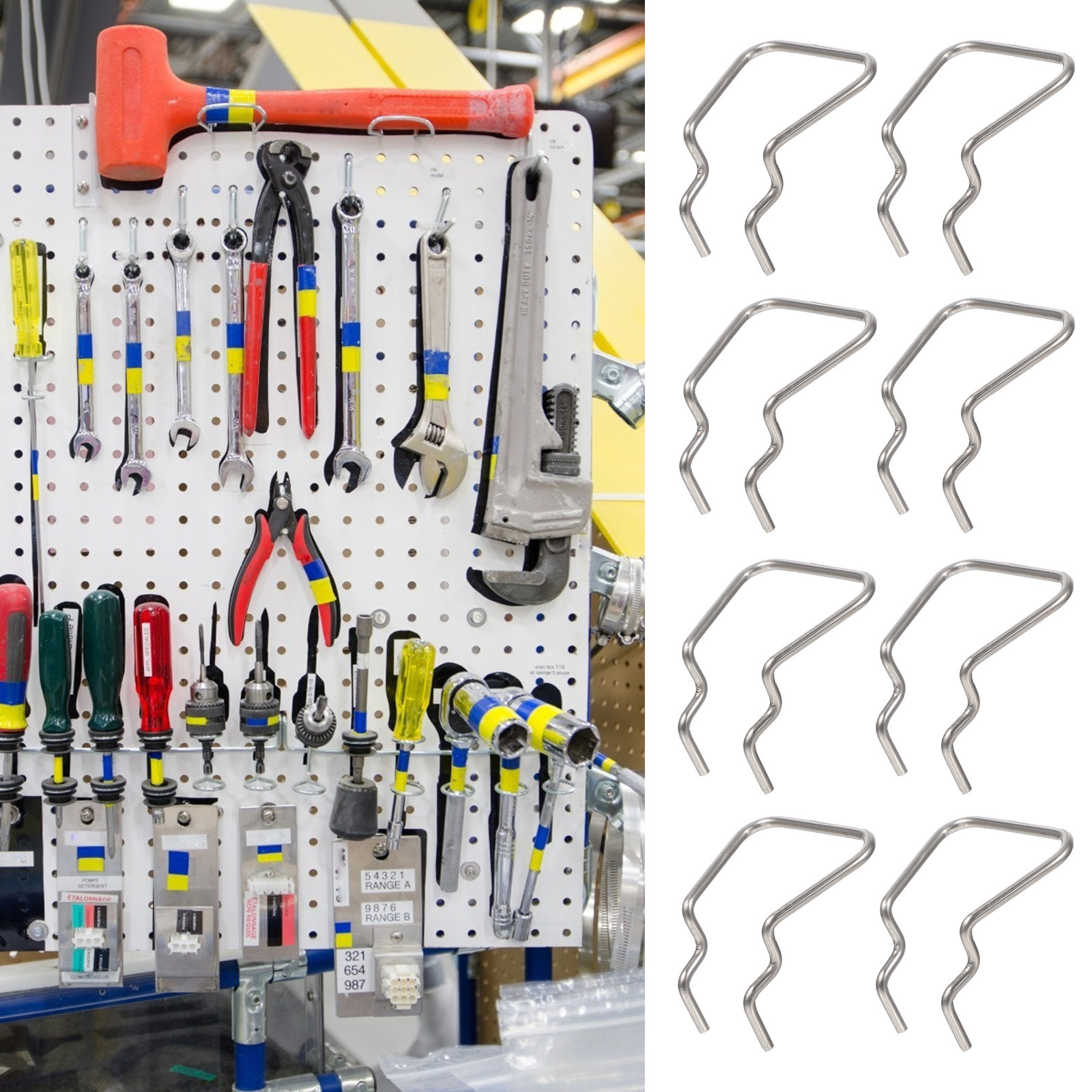 Steel Pegboard Hooks 12Pcs Sli - Workshop Tools Display ulasan dan harga