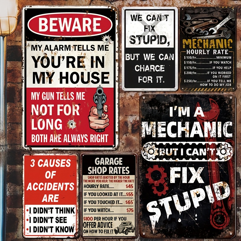 Decorative Sign & Plaque 6pcs  - Workshop Tools Logo ulasan dan harga