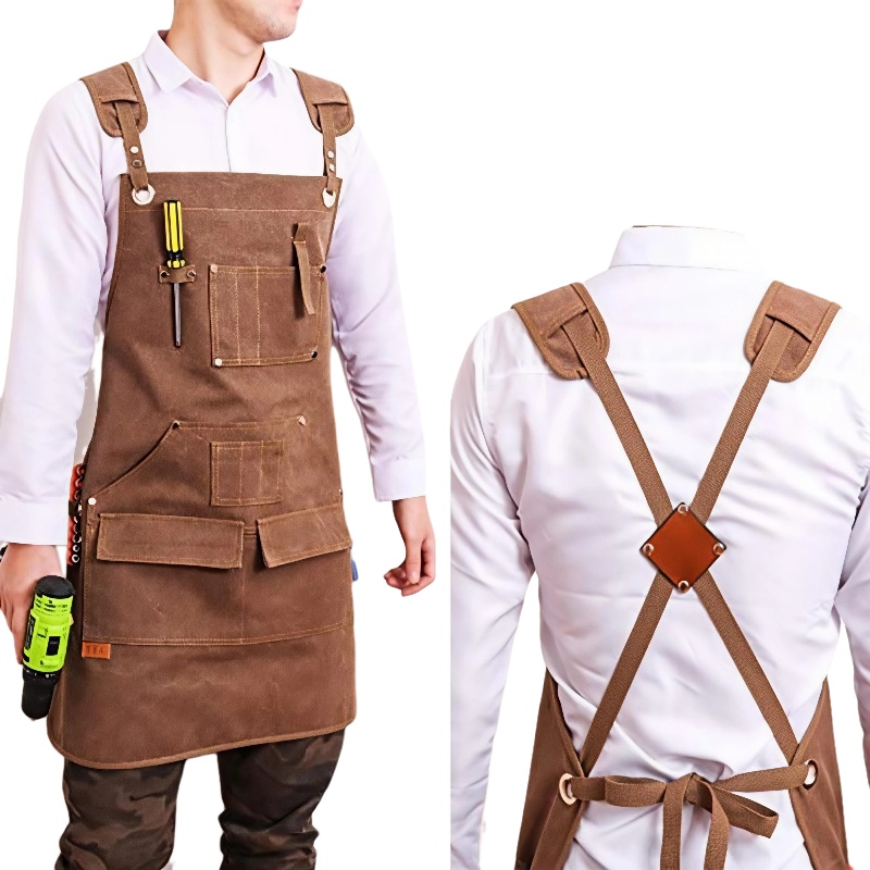 Heavy Duty Canvas Apron Custom - Workshop Tools Logo ulasan dan harga